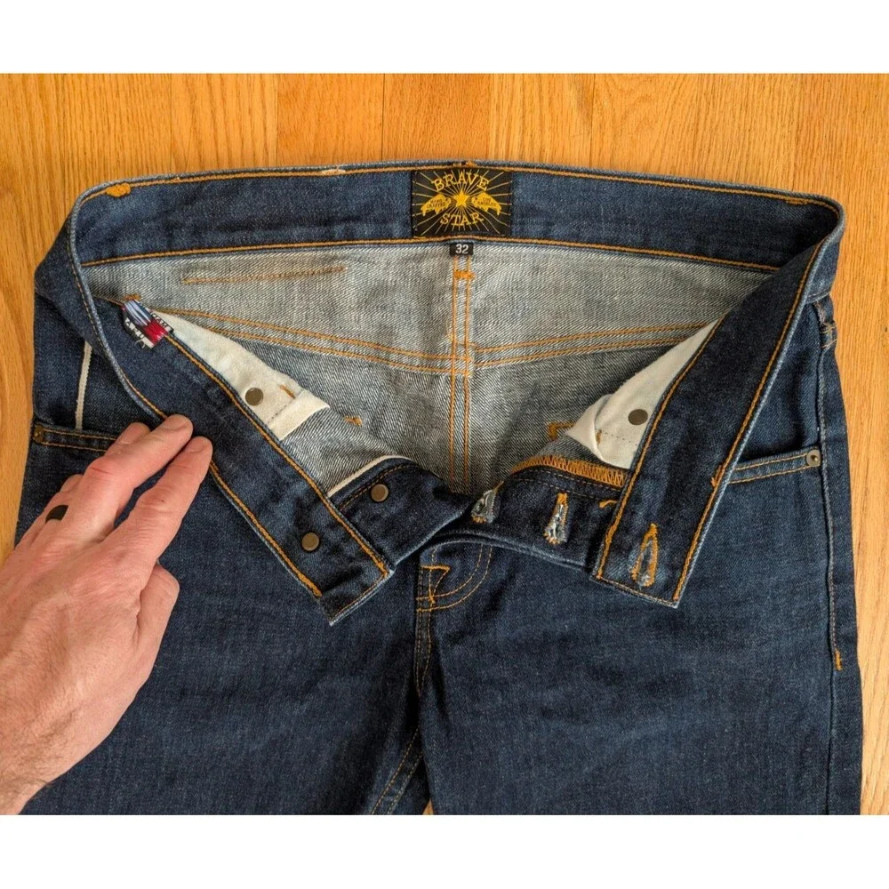 Brave Star Men’s Jeans Size 32 X 29 Dark Wash USA Made Selevedge